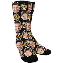 ShineSand Father's Day Personalized Gifts for Dad Custom Face Socks with Photo Personalized Crew Sock Best Dad Ever Gifts