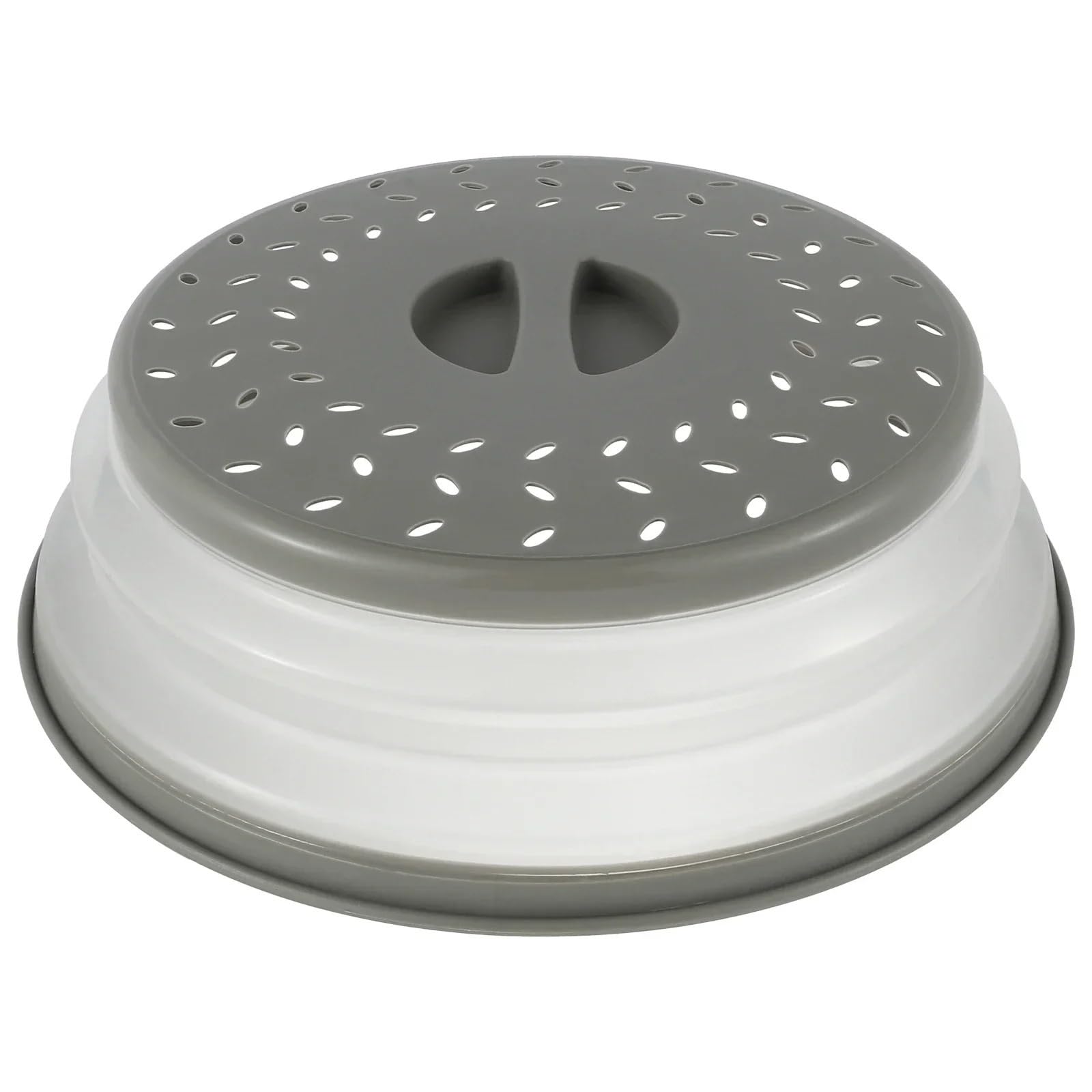 Collapsible Microwave Cover Lid Folding Silicone Plate Colander Strainer for Fruit Vegetables microwave cover(Red-1)(Light Grey-1)