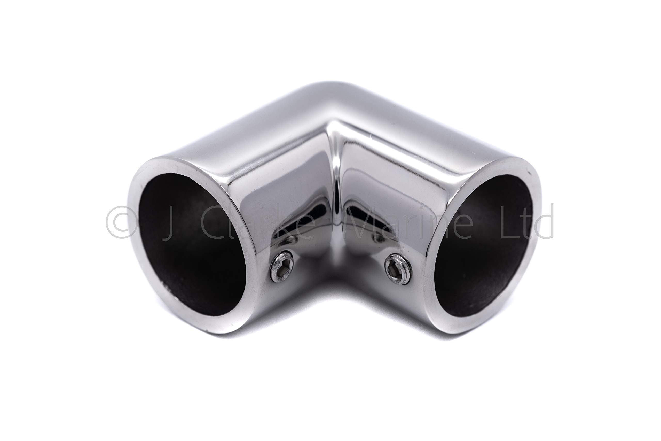 J Clarke Marine Bimini Handrail Fitting 90 Degree Bend Corner Rail Connector 25Mm Marine Grade A4 316 Stainless Steel