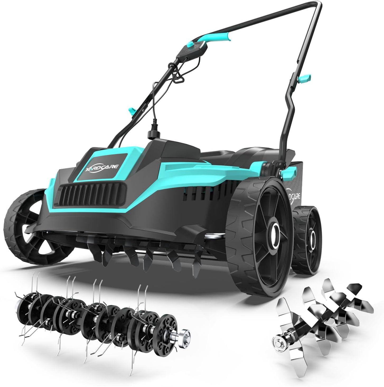 2-in-1 Electric Lawn Dethatcher & Scarifier – 10.5 Gal Thatch Bag, 5-Position Height Adjustment, Dual Switch for Healthier Grass