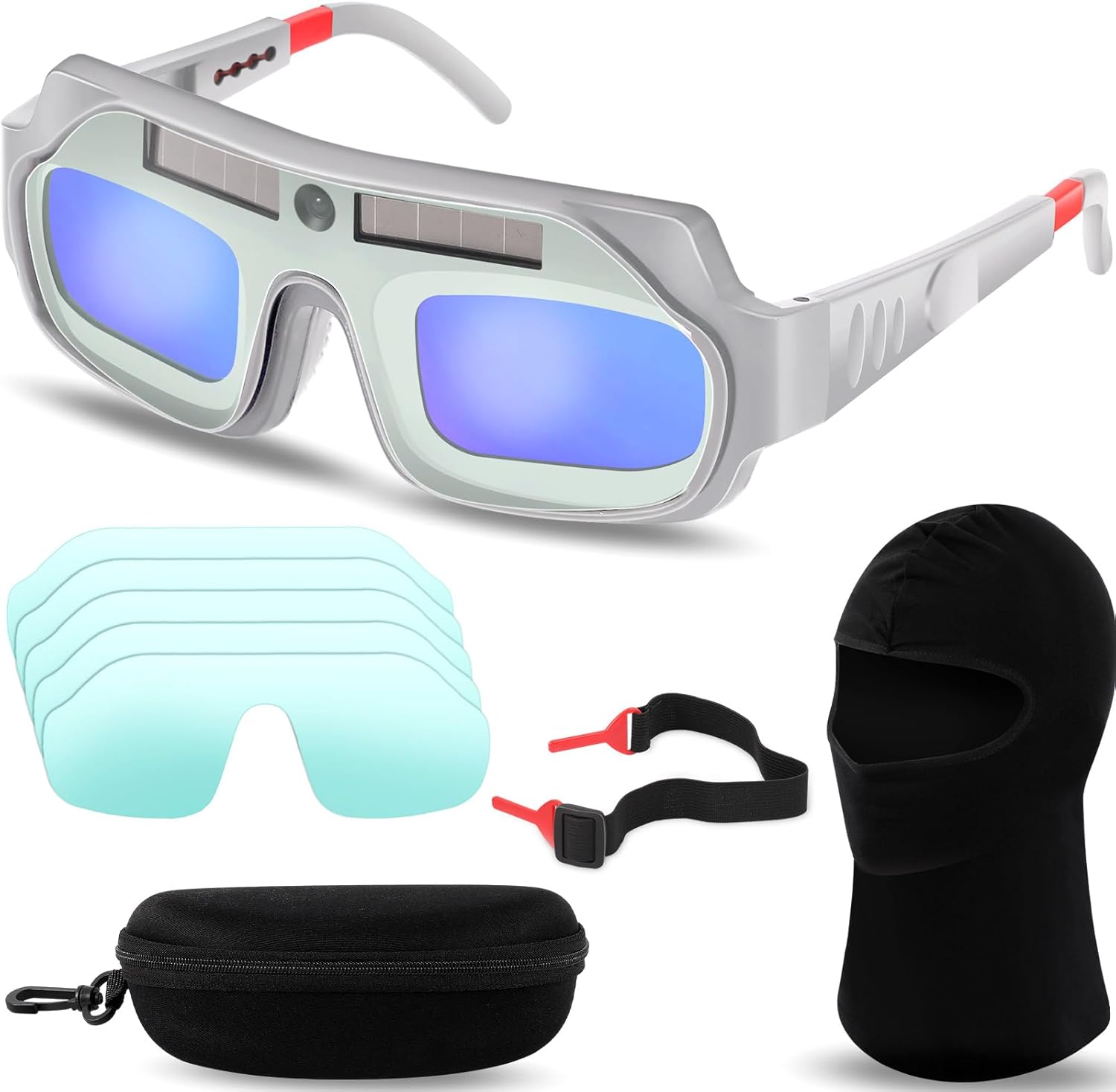 Tellegloww 1 Set Welding Glasses Solar Welding Goggles Auto Darkening Welder Glasses Mask Helmet with Replacement Lenses