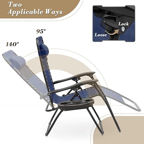 Miniatura 4 de Athena Collection Gravedad Cero Juego de 2 Sillas de Salón para Exteriores, 29 pulgadas de Ancho Sillas Reclinables de Piscina y Jardín con