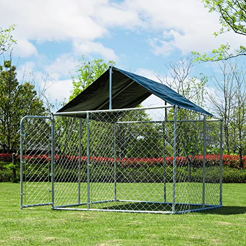 Husdow Outdoor Dog Kennel, 6.5Ft X 6.5Ft X 5.6Ft Heavy Duty Dog Metal Cage Dog Playpen Dog Fence With Secure Lock And Waterproof & Anti-Uv Cover For Garden, Yard, Farm, Chicken Coop, Hen House #TOP5