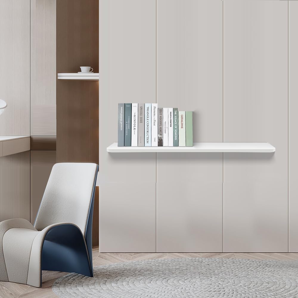 Table Murale Rabattables, Table de Cuisine Pliante, Table de Salle à Manger pour Maison Cuisine, Bureau D'ordinateur Flottant en MDF (80 * 50 * 1.6 cm, Blanc)