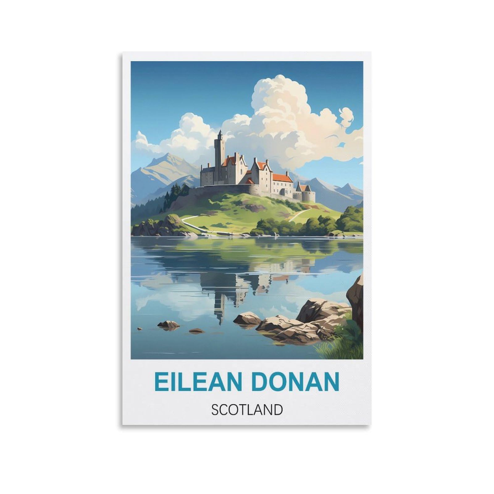 EZMLFA Diamond Painting Kits for Adults,Eilean Donan Scotlands 5D Diamond Painting Kit for Adults Beginners, DIY Full Round Drill Gem Art Kits for Home 40x50cm