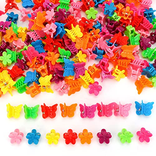 Image of YISSION 200 Pcs Mini Hair Clips Flower Hair Clip Butterfly Hair Clips Small Claw Clips for Hair 90s Hair Accessories for Girls Women School Party Gifts Assorted Color