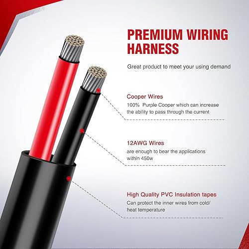 Miniatura 28 de Nilight Kit de arnés de cableado de barra de luz LED, 12 AWG, resistente, 12 V, 5 pines, interruptor basculante de encendido y apagado láser