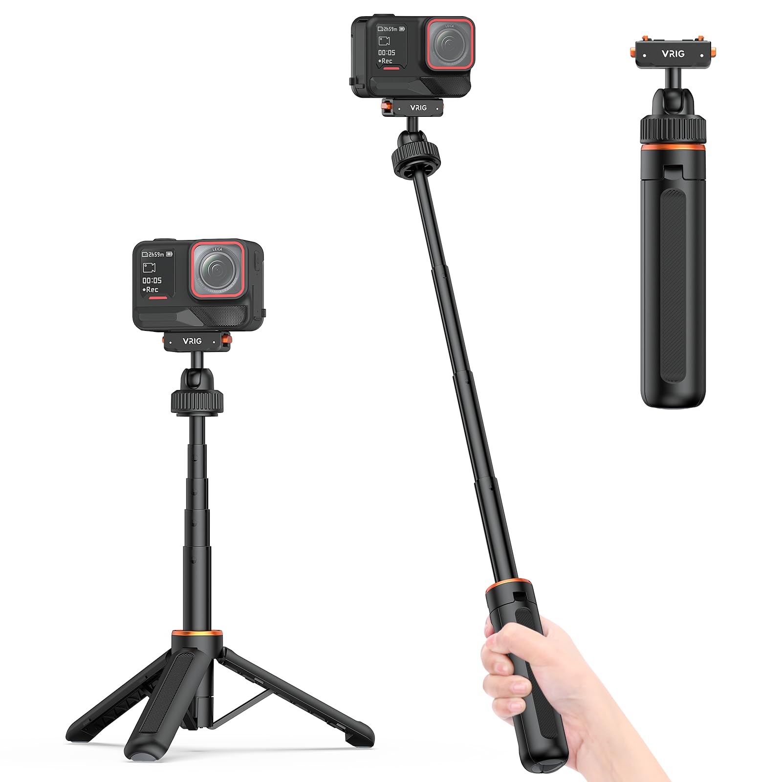 Amazon | VRIG Insta360 X5 三脚 Insta360 自撮り棒 360°回転雲台 