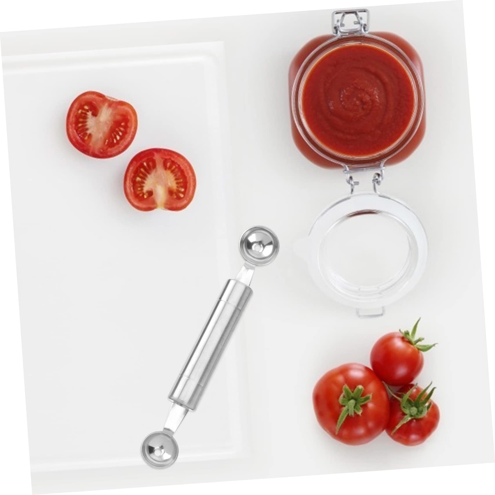 HOLIDYOYO 2pcs Stainless Steel Fruit Scoop Tool Dual- Melon Baller and Carving Spoon for Elegant Fruit Presentation for Salads and Garnishes