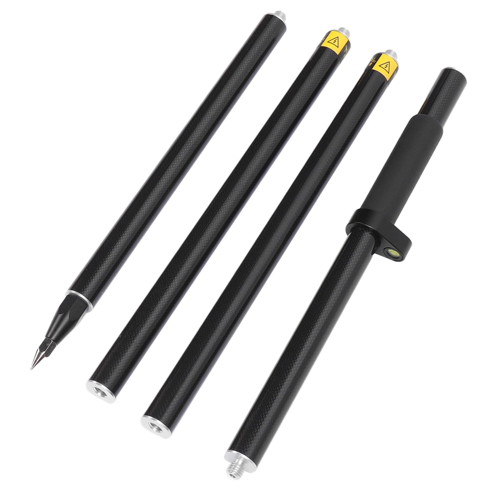 Akozon Poste Topográfico Desmontable de 2 Metros y 4 Secciones, Poste de Prisma Topográfico de Fibra de Carbono RTK GPS, con Burbuja de Nivel, Constante de 0 Mm, Adecuado para