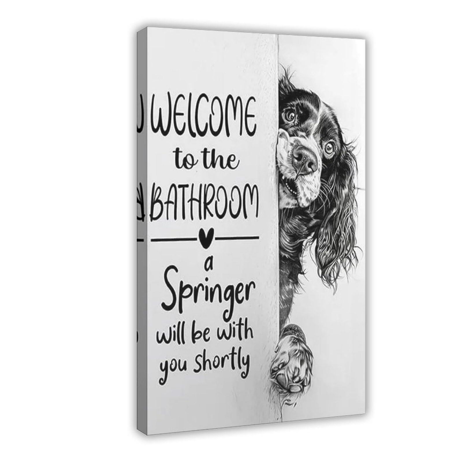 BNCEDJK Funny English Springer Spaniel Dog Welcome To The Bathroom, Canvas Poster Wall Art Print Picture Paintings 08x12inch(20x30cm)