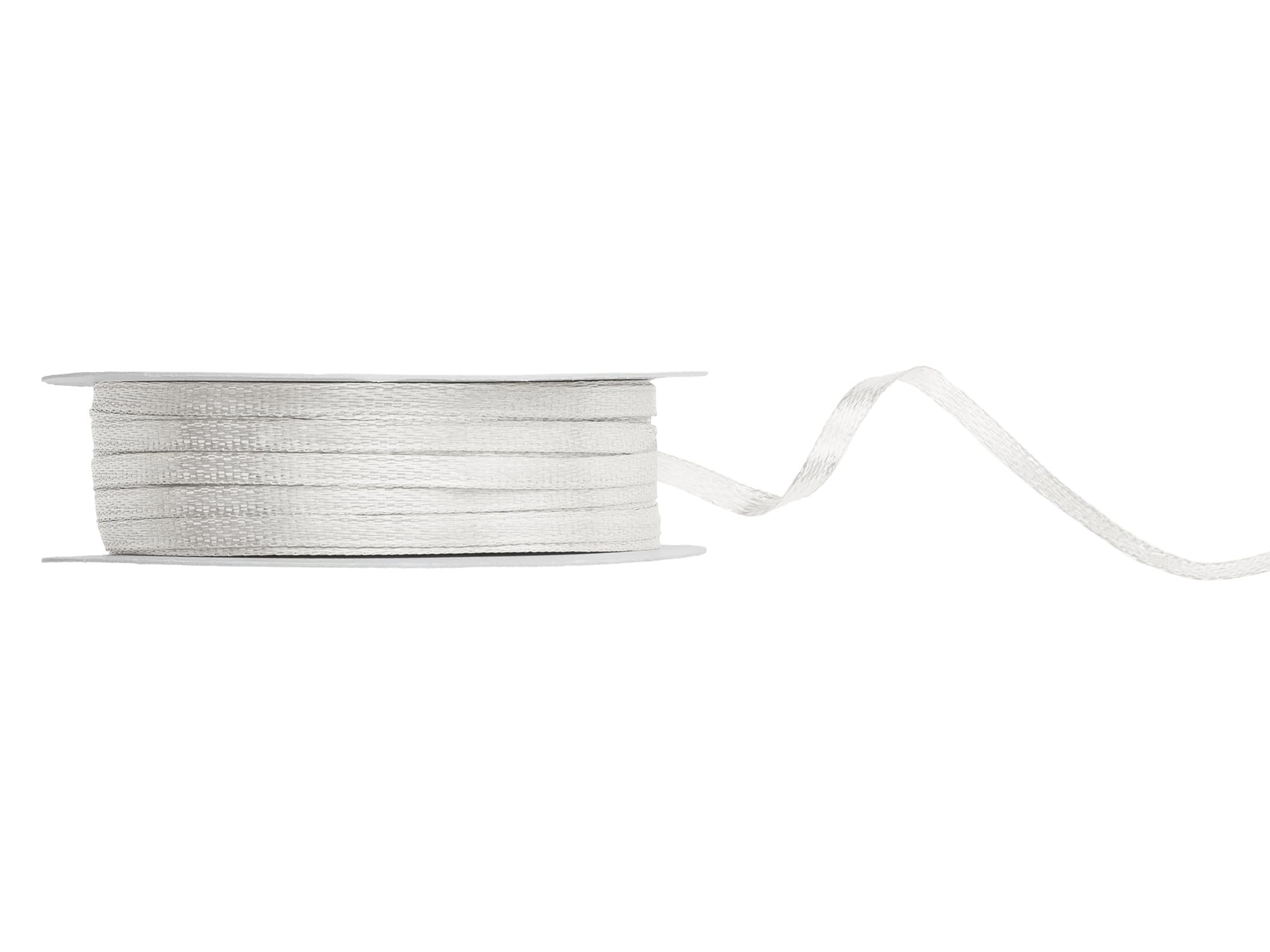 Satinband Cremeweiß 3 mm x 50 m – Schmales GeschenkbandSchleifenband, doppelseitig glänzend, für Basteln, Ostern, Taufe & Geschenkverpackung, 25 Meter Band Hell-Creme