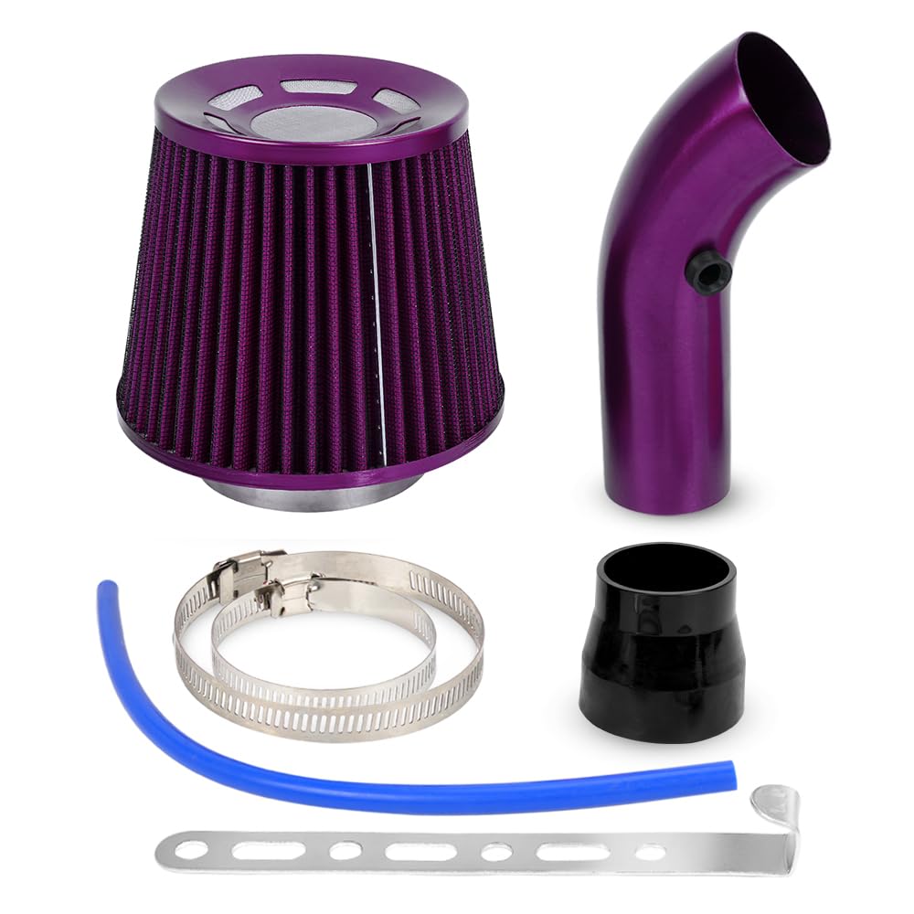 Photo 1 of BARTOO 3'' Cold Air Intake Kit Aluminum Automotive Cold Air Intake Pipe Filter Induction Flow Hose Pipe Kit, Purple