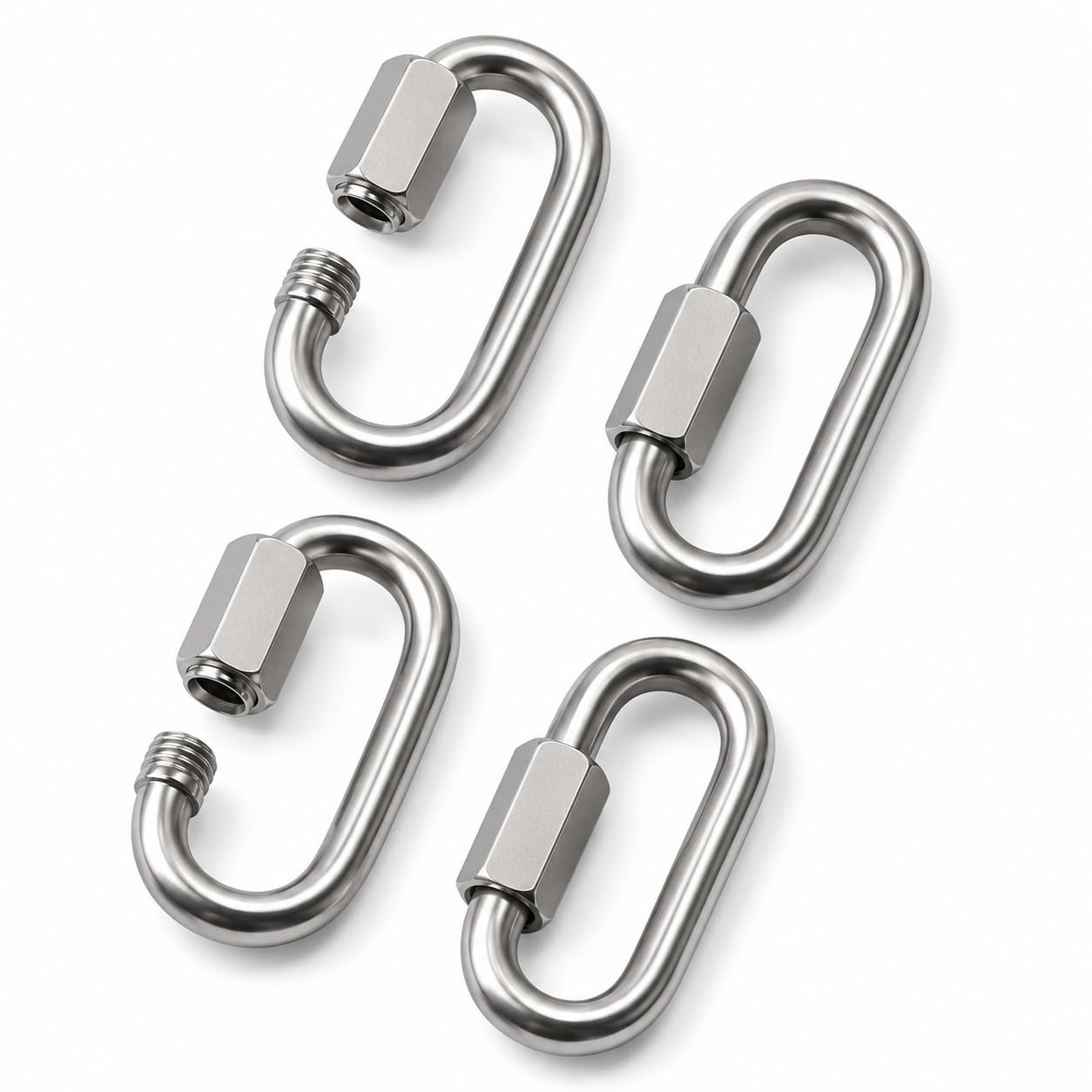 (6mm,2-inch) heavy duty spring snap hook carabineer clips for quick links chain accessories tool best for key ring,chains,ropes,camping,hiking (oval shape locking snap hooks (pack of 4)