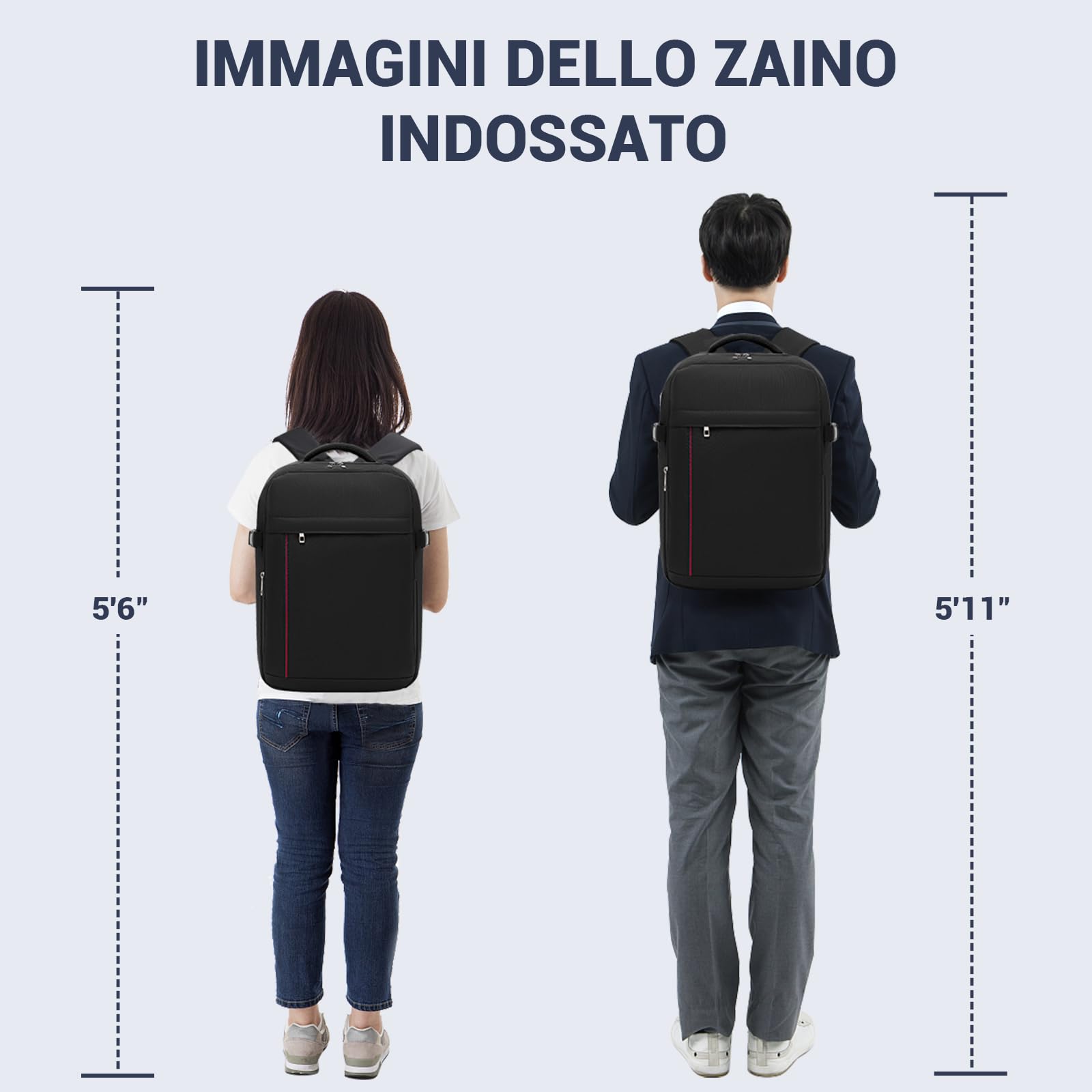 KONO Zaino 40x30x20cm Zaino da Viaggio per Ryanair Aereo Bagaglio a Mano 24L per Wizzair per Uomo e Donna,Nero