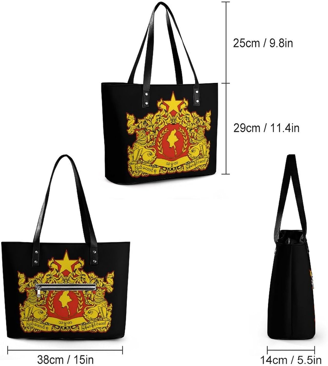 State Seal of Myanmar Women's Satchel Handbags Tote Shoulder Bag Purses for Travel Shopping Work