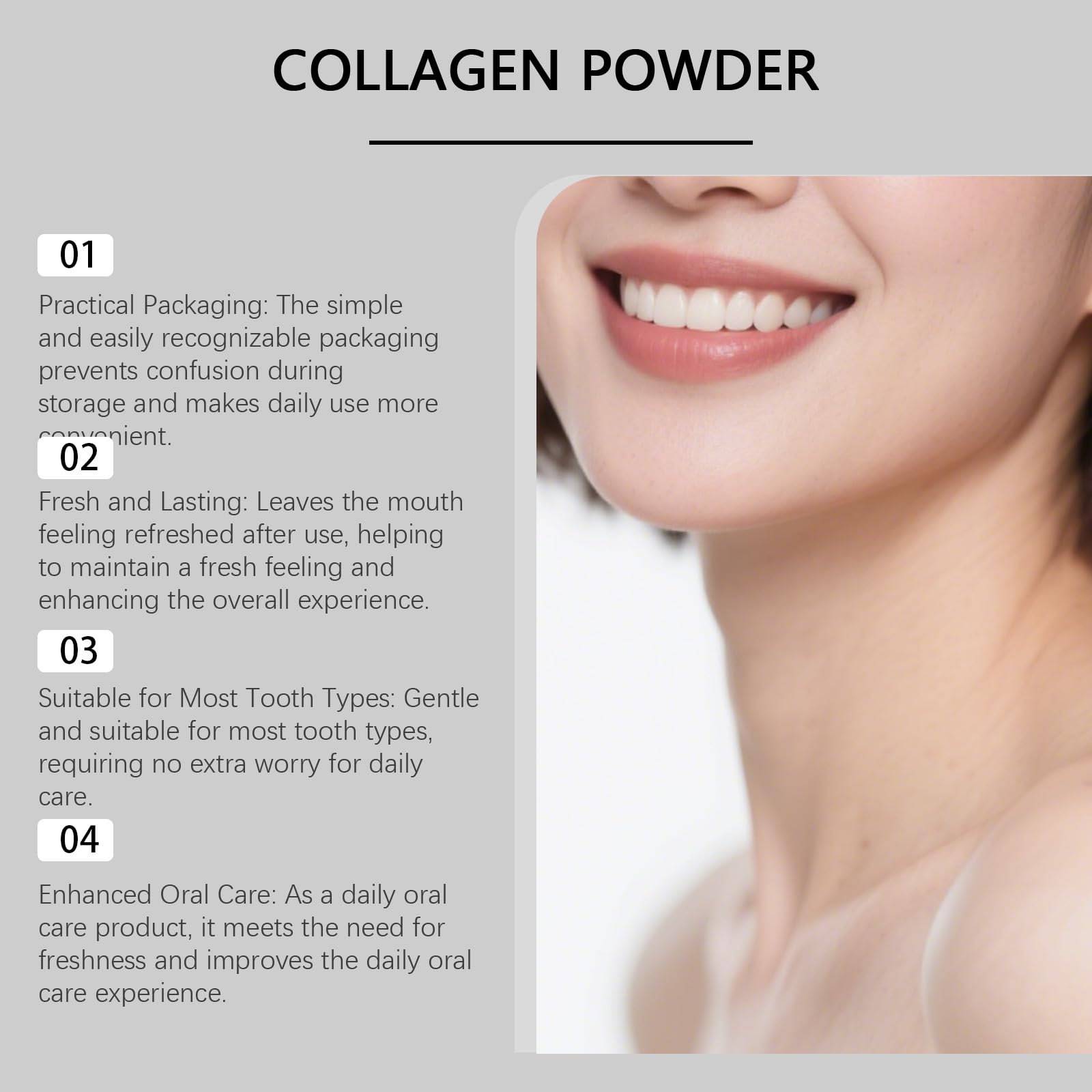 Collagum Smile, polvere di collagene rinforzante, dentifricio in polvere all'idrossiapatite, protegge le gengive, per un sorriso più luminoso, una sensibilità ridotta e gengive più sane,2PCS