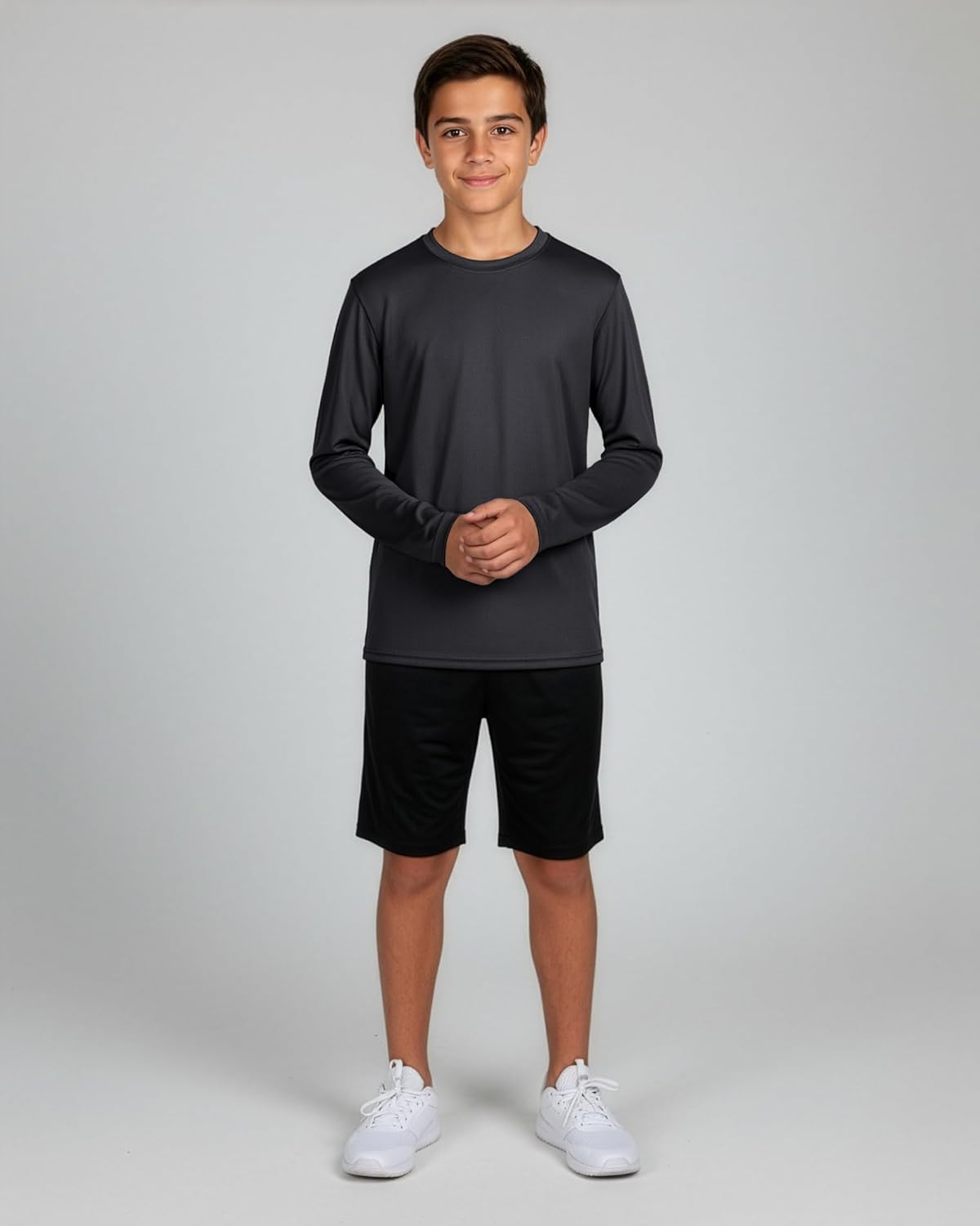Real Essentials 4 Pack: Boys' Mesh Long Sleeve Athletic T-Shirt - Kids Teens Youth Active Tees Running Tops (Ages 4-18) - Image 4