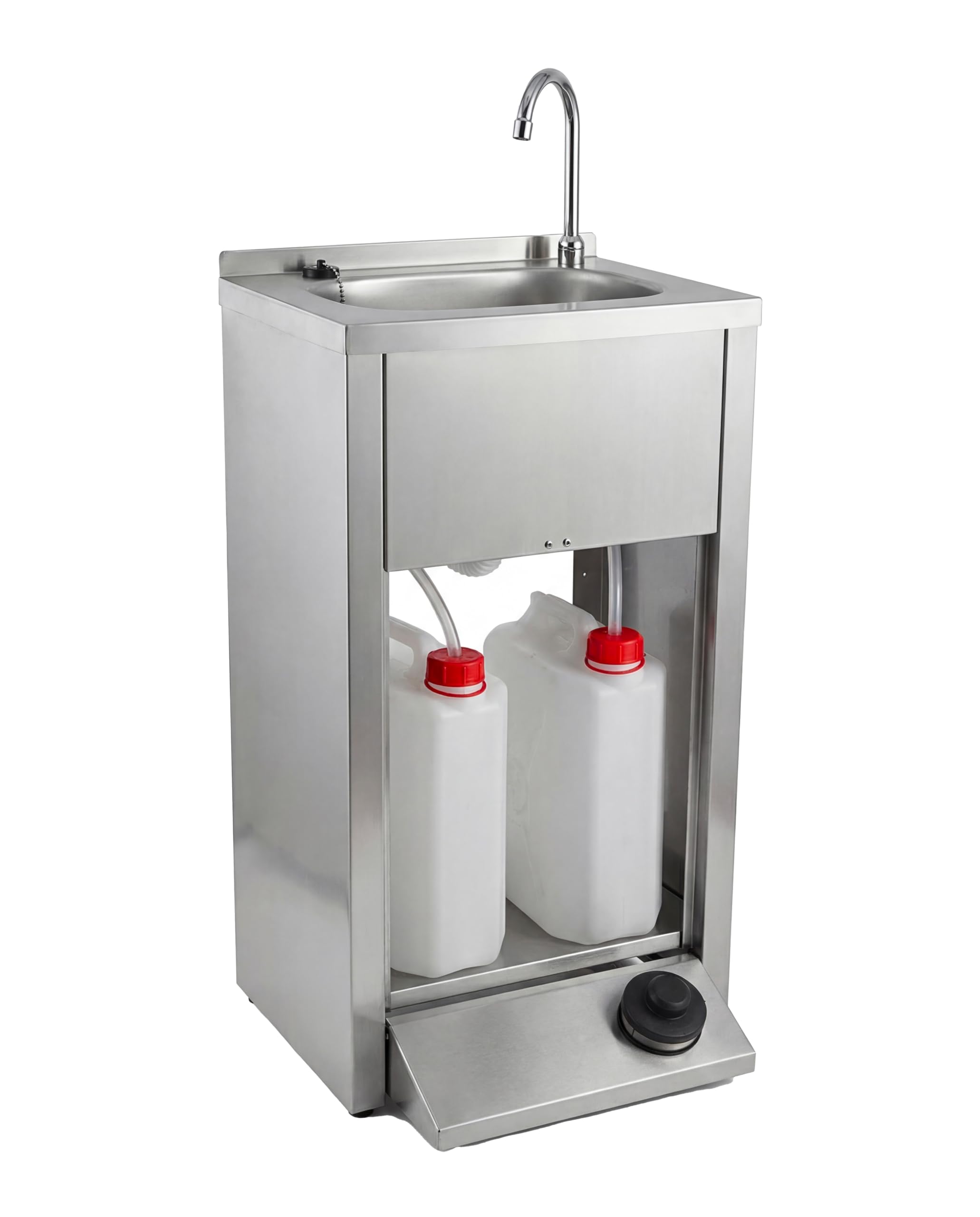 Express Water Silver, Lavandino Lavabo Lavello, Portatile Autonomo Trasportabile, con Serbatoio d'Acqua, in Acciaio Inox, con Comando a Pedale, Certificato per ASL, per Negozi e Studi Medici
