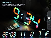 Vista 5 de KOSUMOSU Reloj de pared digital de neón, reloj de escritorio LED 3D, pantalla grande, 9.7 pulgadas, reloj despertador RGB para dormitorio, sala