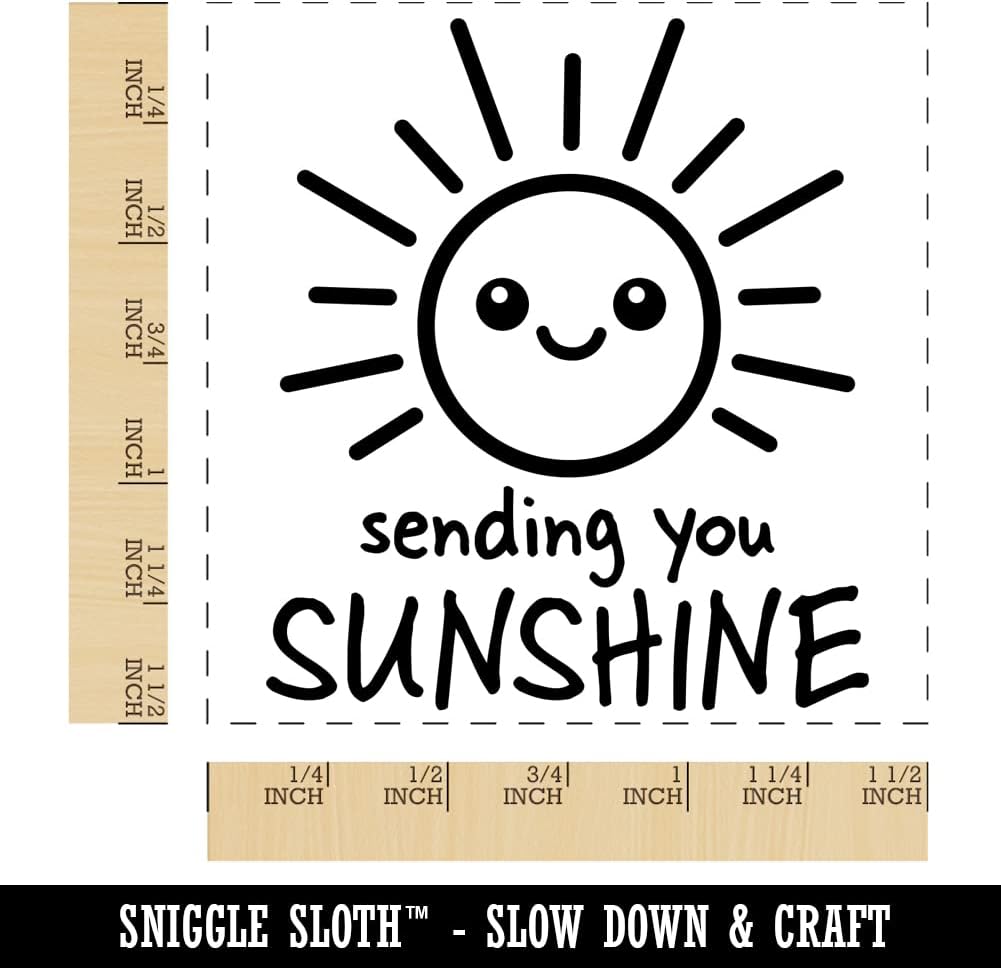 Sending You Sunshine Self-Inking Rubber Stamp Ink Stamper - 1-1/2 Inch Large - Black Ink