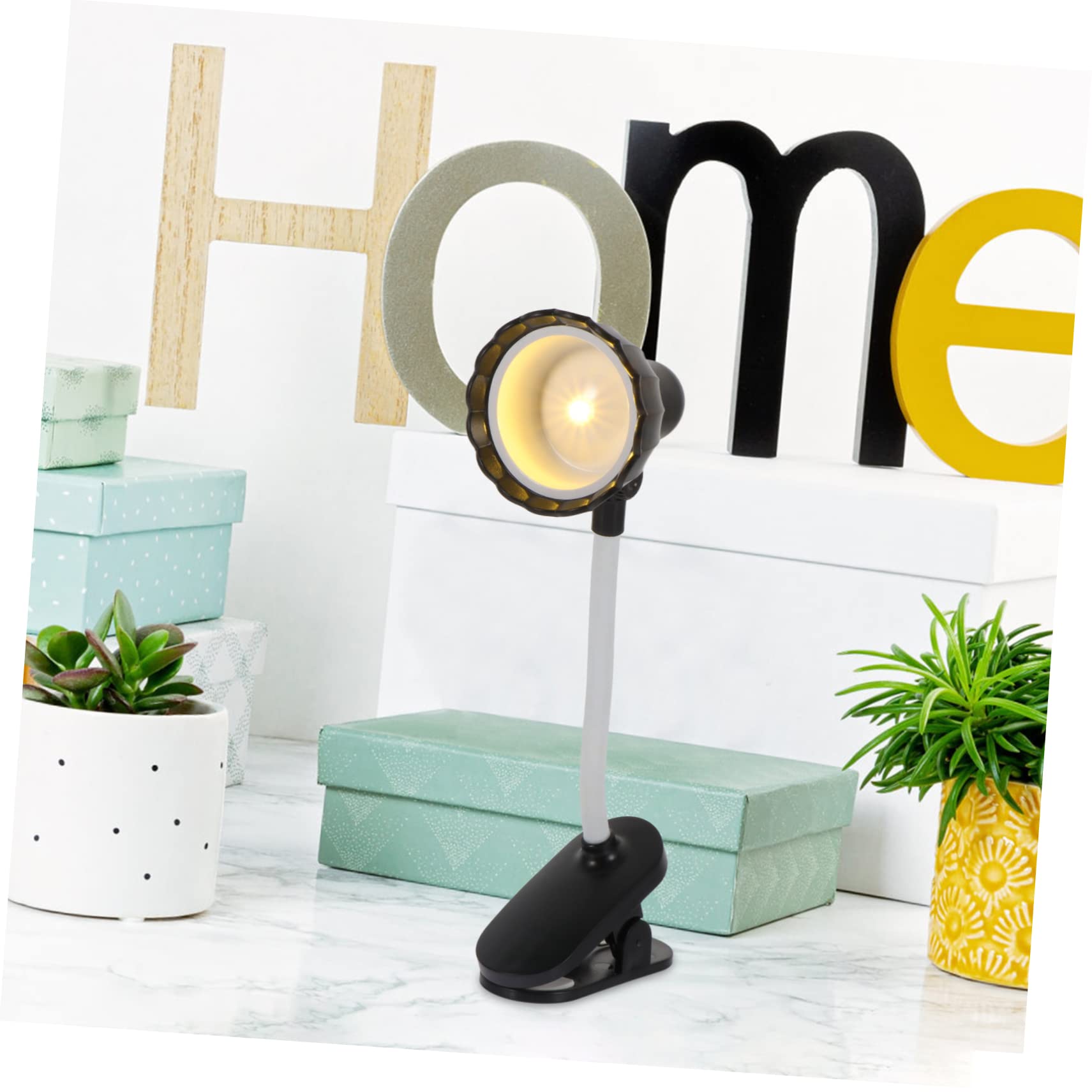 KALLORY Mini Clip LED Reading Light Petal Design for Students Bedroom Study Compact Table Lamp with Stable Clip for Miniature Scene Decoration