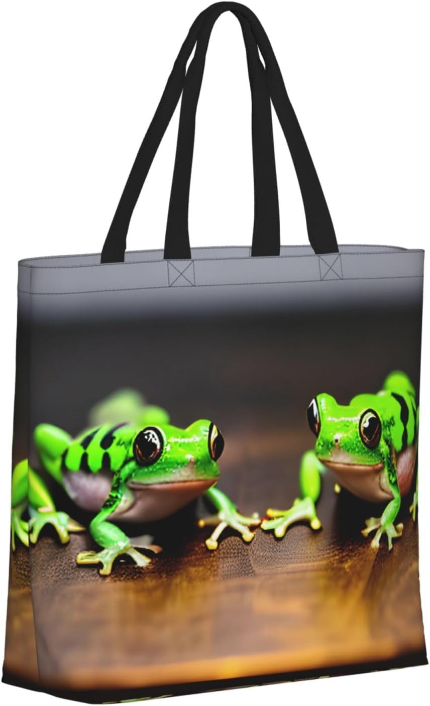 Cute And Funny Funny Frogs Print Eco-Friendly Tote Lightweight Grocery Bag Daily Commuting Travel Beach Gym Use