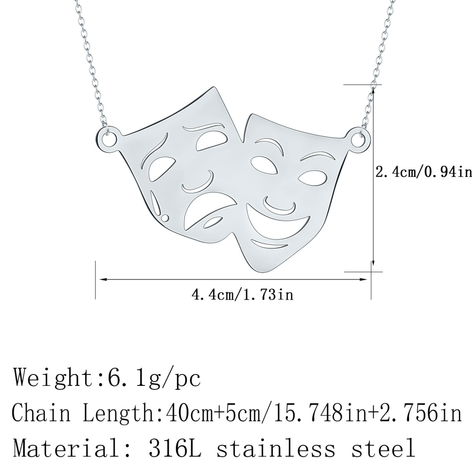Commedia e Tragedia Maschera Neckalce per Le Donne Unisex Choker Teatro Maschere Commedia e Dramma Maschera Gioielli Regali