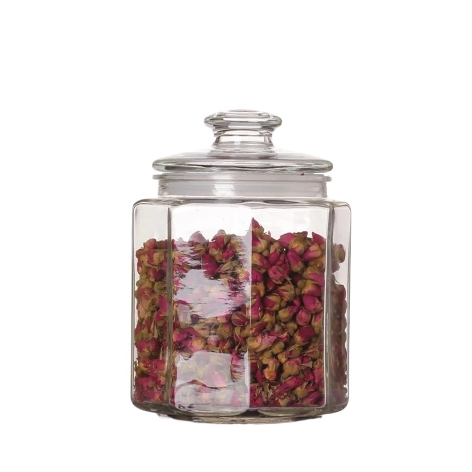 FCfpxwtz Kitchen Storage Jar, Octagonal Clear Glass Sealed Jar Storage for Tea Dried Fruit Nuts 1500ml 2000ml 3000ml(1500ml)