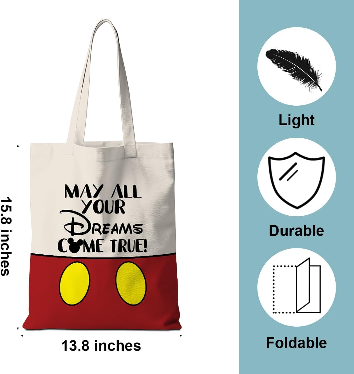 Classic Cartoon Mouse Tote Bag Cute Magic Mouse Themed Gifts Weekender Bag Shopping Bags Animal Lover Gifts for Women Friends Reusable Grocery Bags for Shopping Picnic Vacation Birthday Graduation - Image 3