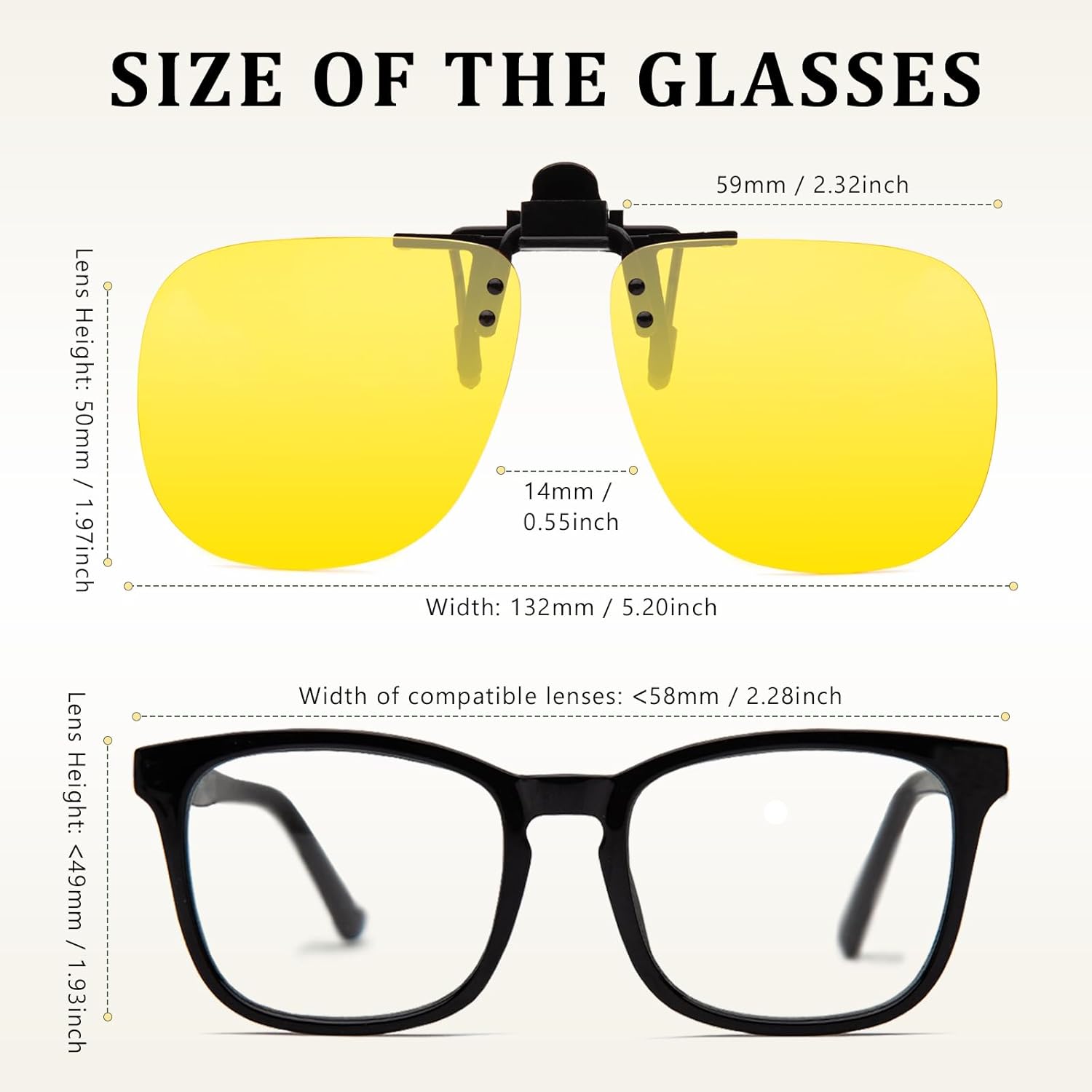 JO Polarized Clip-On Night Driving Sunglasses UV400 Anti-Glare Lenses with Metal Frame Night Vision - Image 2