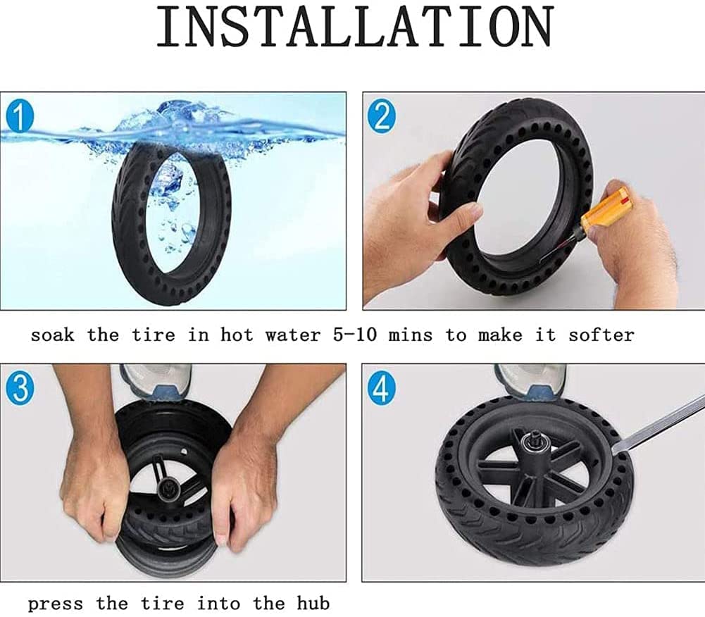 Pneu Solide, Roue de Rechange pour pneus de Scooter électrique Anti-crevaison 8,5 Pouces en nid d'abeille en Caoutchouc Anti-déflagrant Avant/arrière, pour pneus de Scooter électrique