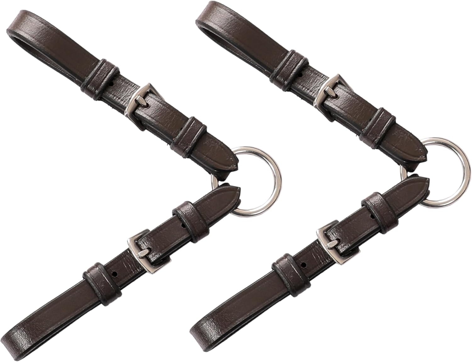 Exion Adjustable Pelham Bit Converter for Horse Bridle – Leather Single Rein Rounding Strap with Double Buckles – English Tack for Jumping & Training – Stainless Steel Hardware – Black & Brown