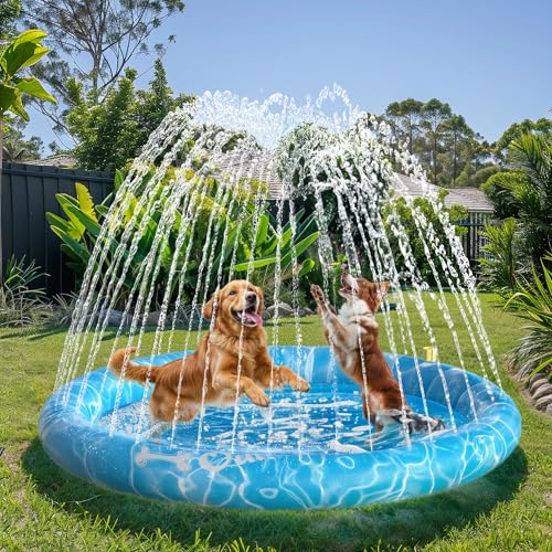 ALL FOR PAWS Hundespielmatte mit Sprinkler 150CM – Sprinklermatte & Kühlende Wassermatte für Hunde, Rutschfester Hunde-Pool für Sommer