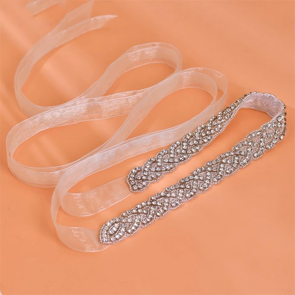 DBFBDTU Cinturón de boda para mujer, cinta de diamantes de imitación, cinturón formal para vestido