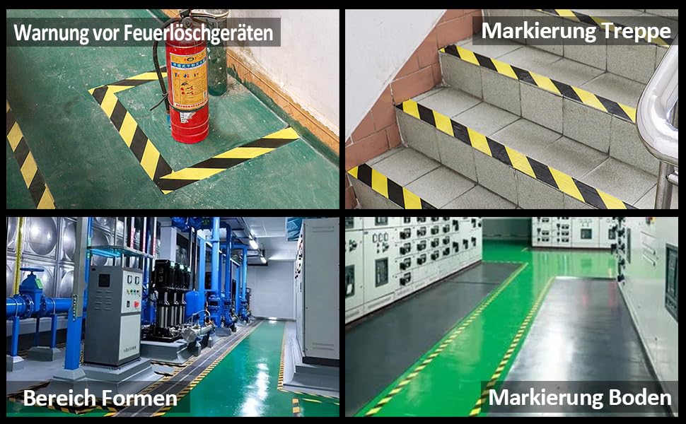 BOMEI PACK Warnklebeband Gelb Schwarz Warnband Gefahr Warnung PVC Für Bodenkennzeichnungen 33m (100mmx33m)