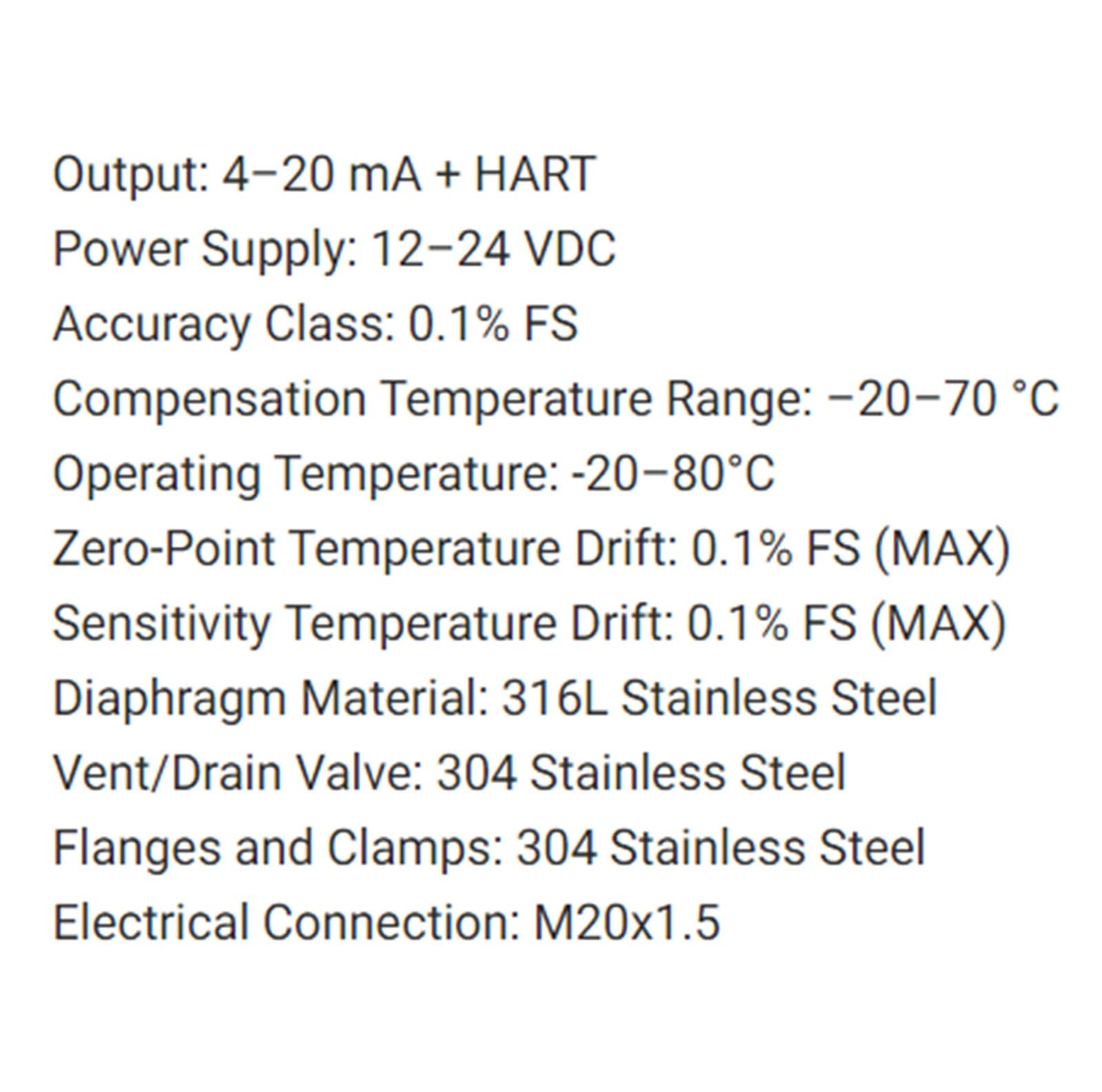 Sensor de presión diferencial PCM950S -100-300 kPa | Sensor digital de presión diferencial de silicio monocristalino de 4–20 mA de alta precisión
