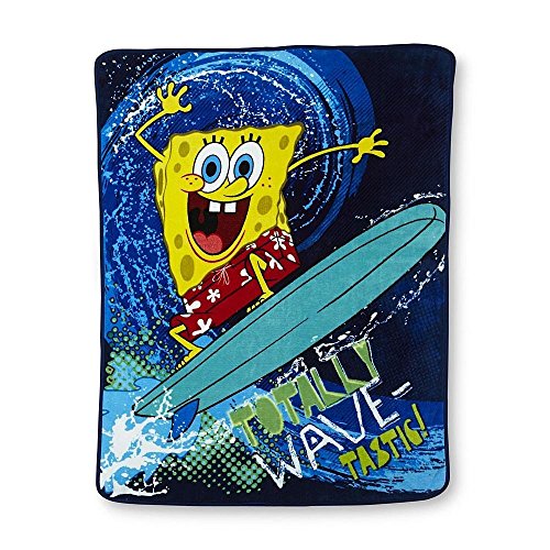 Nickelodeon Spongebob Squarepants Wave Rider Plush Throw Blanket; 46