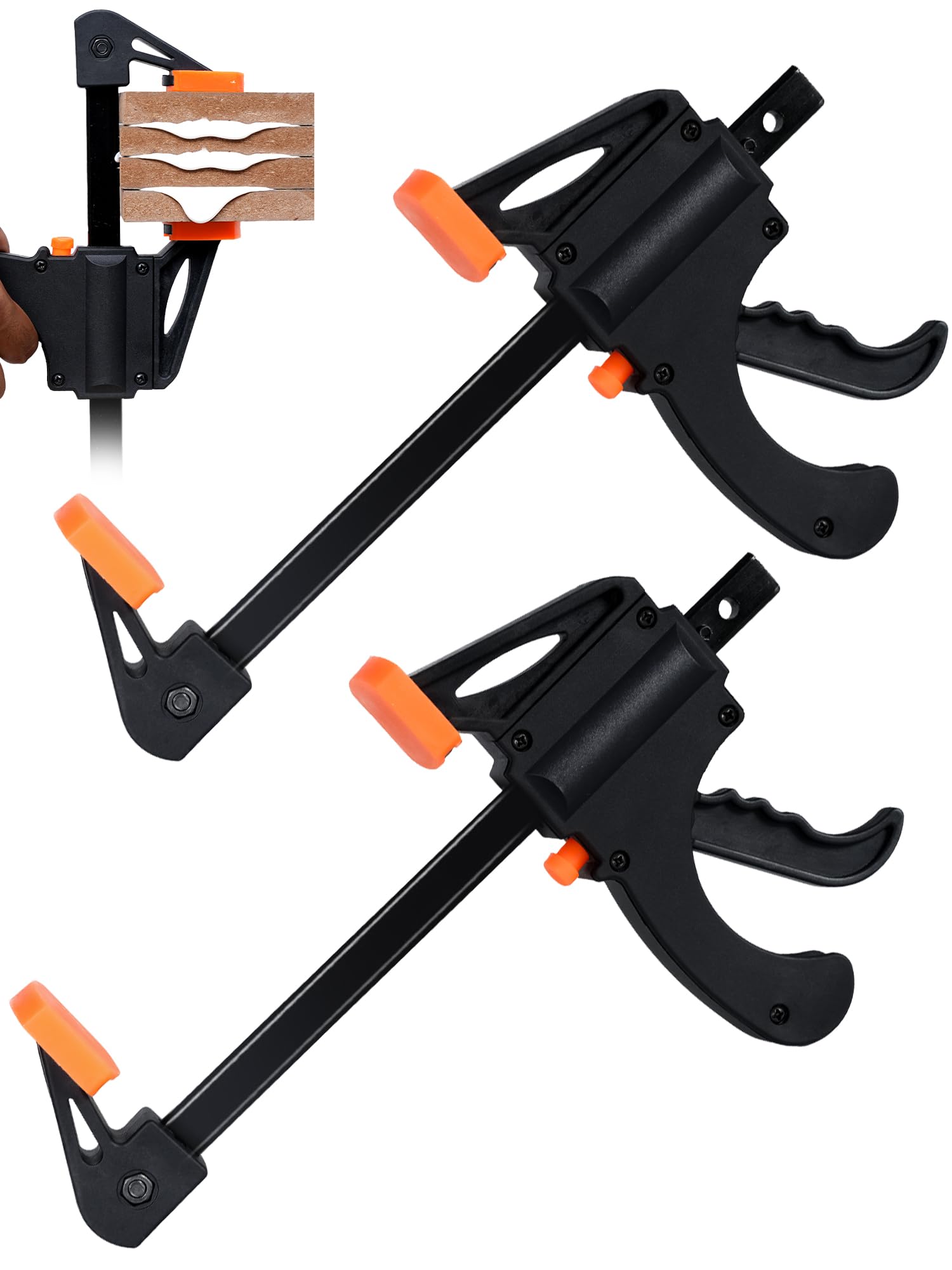 Woodwork Clamps 6 Inch 2 Pack, Quick Grip Ratchet Bar Clamp Spreader With Quick Release Clips