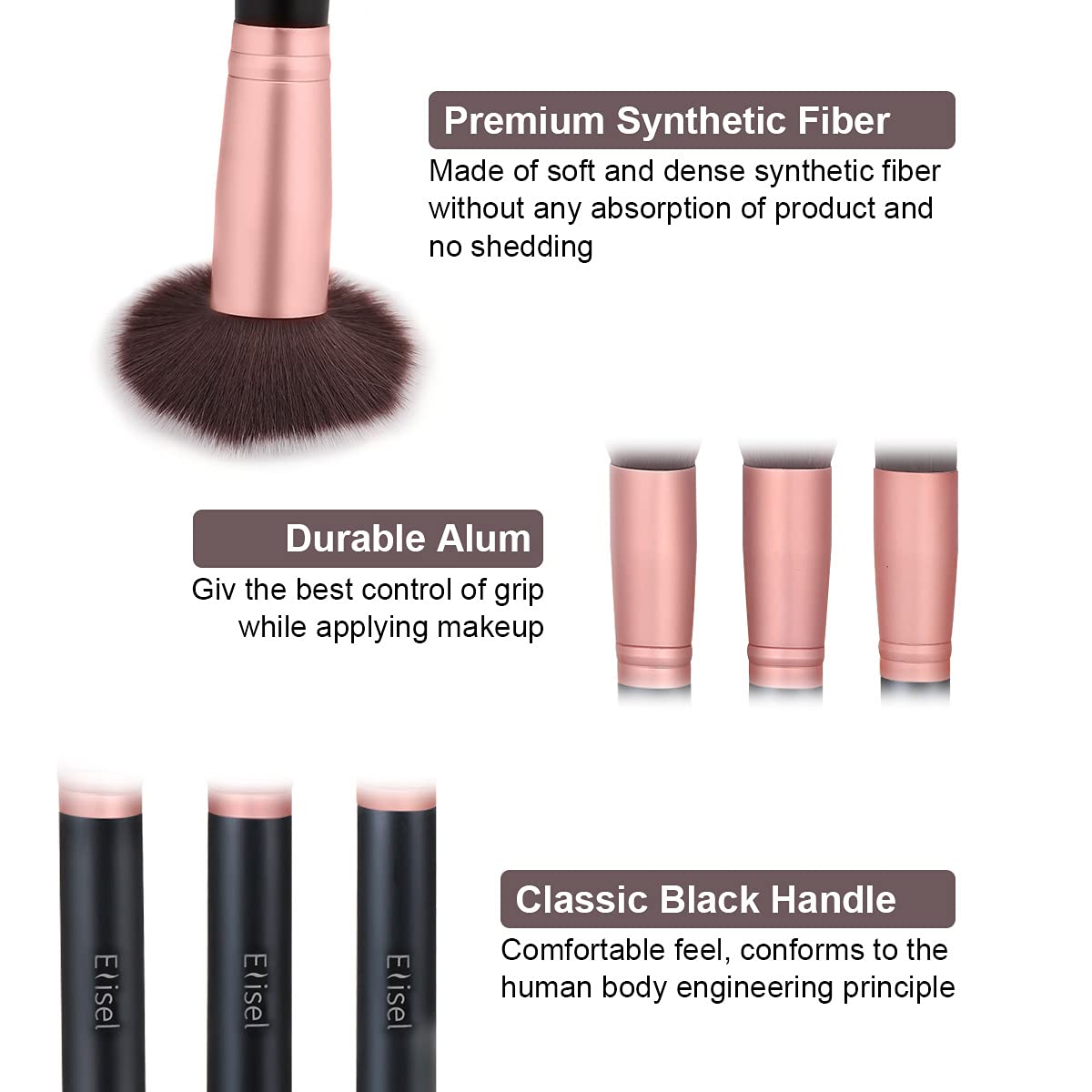 Elisel Makeup Brush Set, 17 Pcs Makeup Brushes with 4 Makeup Sponge Blender 2 Makeup Powder Puff 1 silicone brush cleaner Make Up Brushes Kit (Rose Gold 17) : Beauty & Personal Care