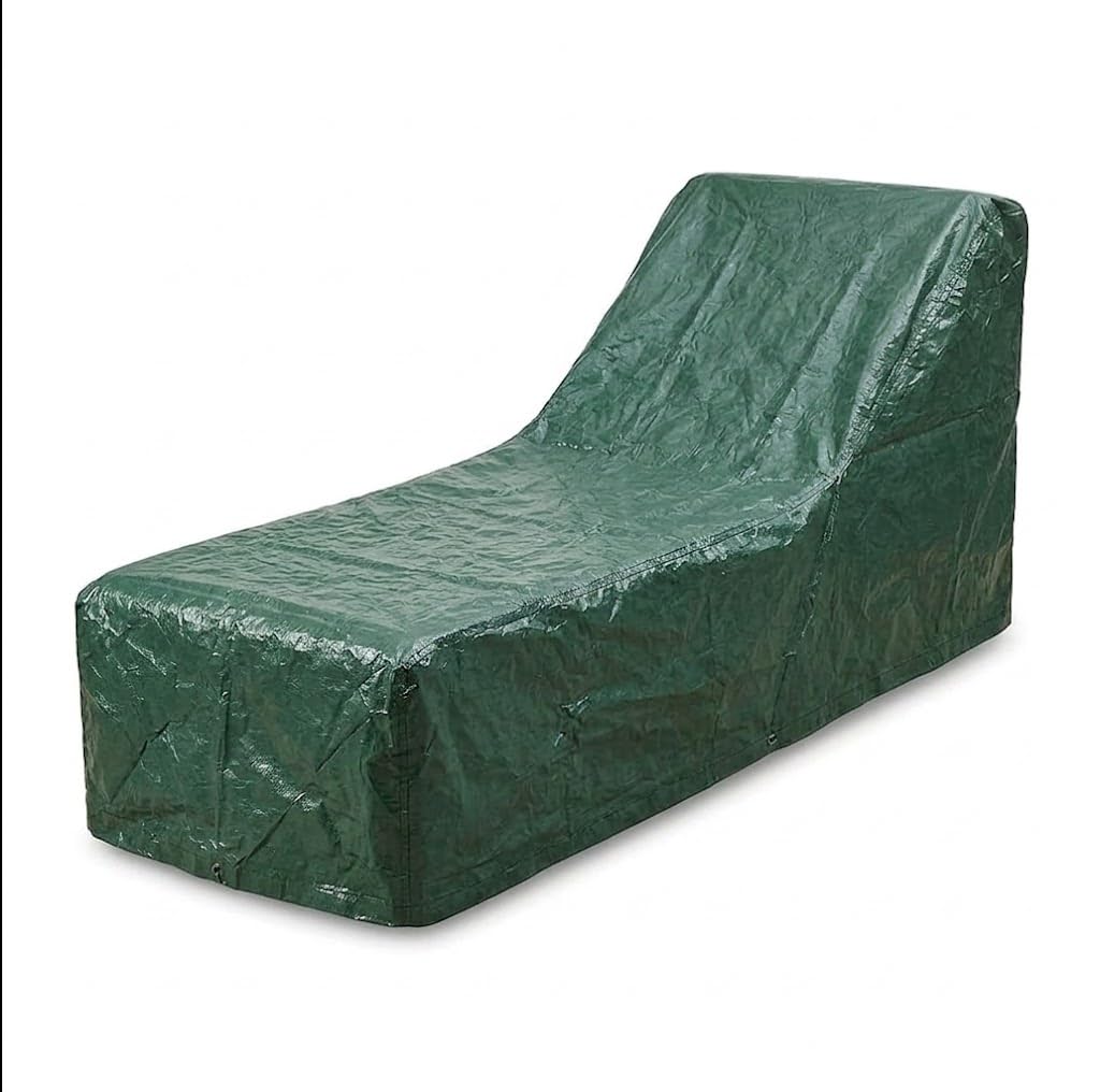 Harrington Marley Heavy Duty Waterproof Sun Lounger Chair Patio Chaise Seat Cover - Durable Rip-Resistant Outdoor Sunbed Protector with Hem - Country Dark Green, Large (204 x 69 x 44/76 CM)