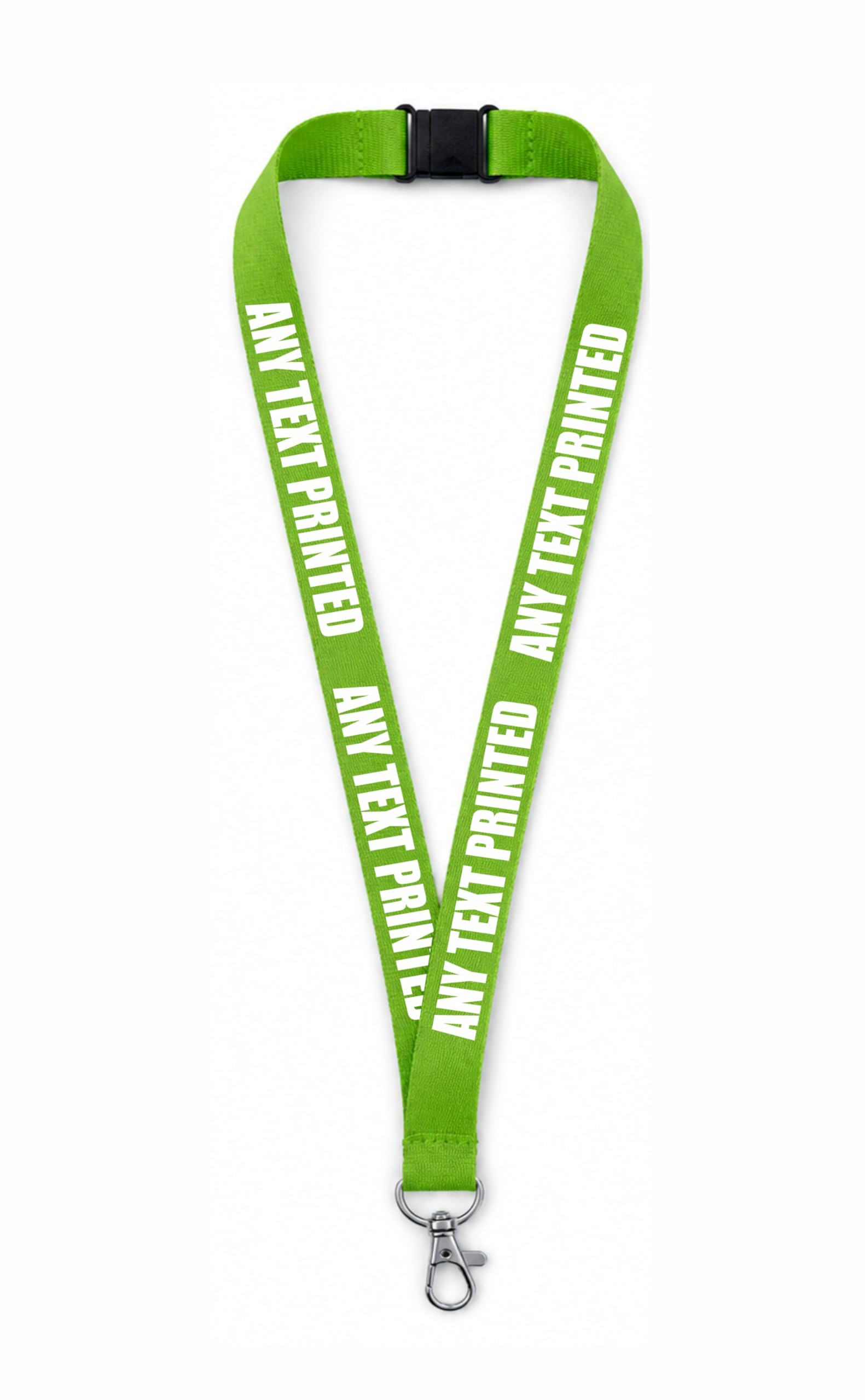 Hands Off Personalised Printed Lanyard, Custom Text Neck Strap for ID Card, Name Badge or Keys (Lime Green)
