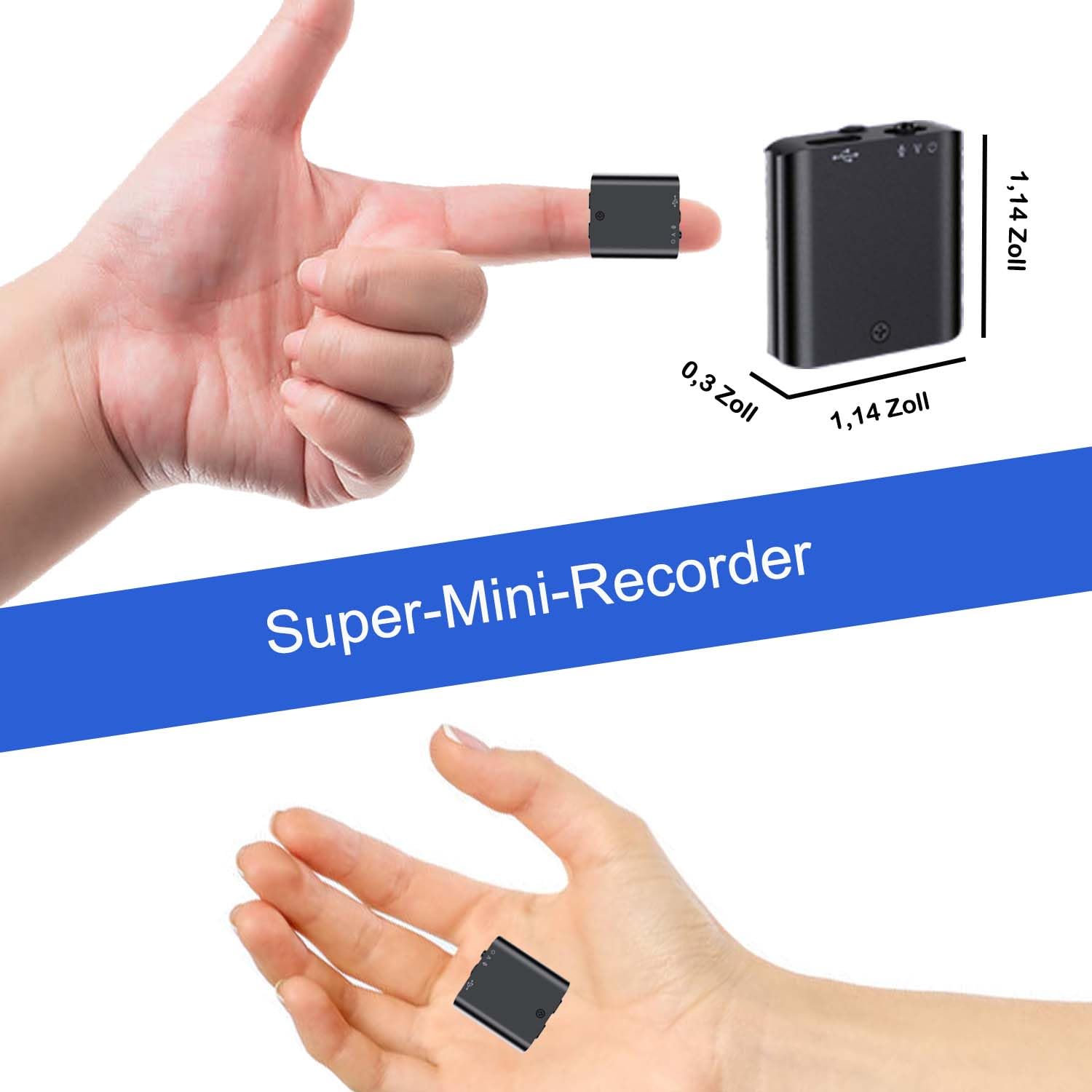 16GB Diktiergerät, Mini Aufnahmegerät mit Magnet und Sprachaktivierung, WiederaufladbaresAufnahmegerät USB für Besprechungen, Interviews, Vorträge