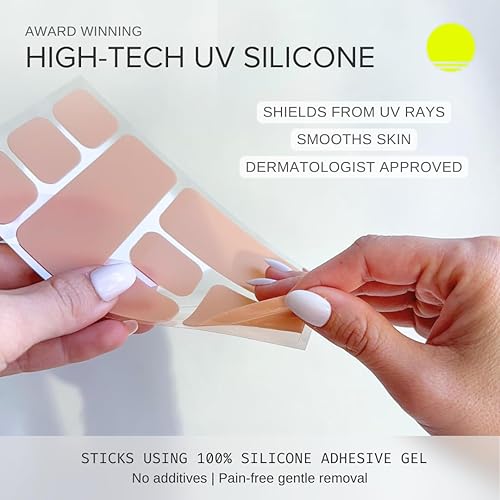 Miniatura 6 de Sun Patch Hypoallergenic Sun-Screen Square Shaped Patches, 100% Silicone UPF-50 UV Protection, Reusable, 1 Pack/8 Squares, Sunkiss (Nude)