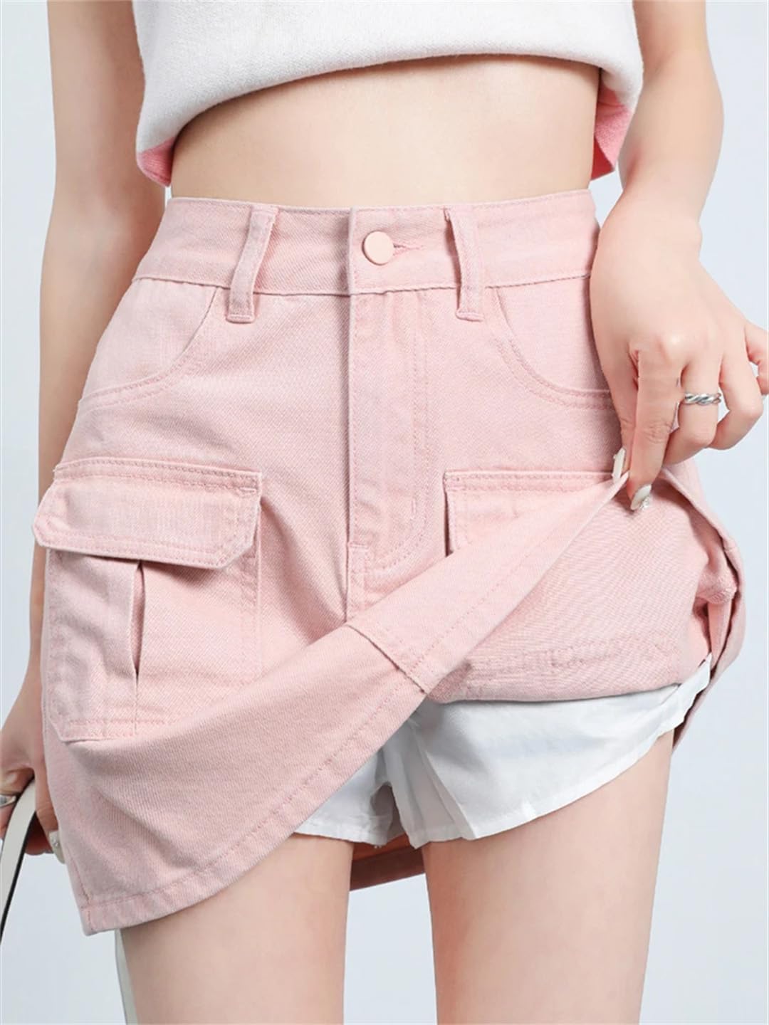 Mini gonne da donna vintage a vita alta svasate gonne casual streetwear in denim