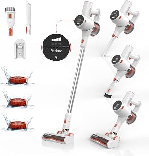 Cordless Vacuum Cleaner LED Touch Display, Redkey 250W Stick Vacuum 25Kpa Powerful Suction, 6 in 1 Lightweight Vacuum for Carpet Hard Floor Pet Hair, up to 40 min Long Runtime Detachable Battery
