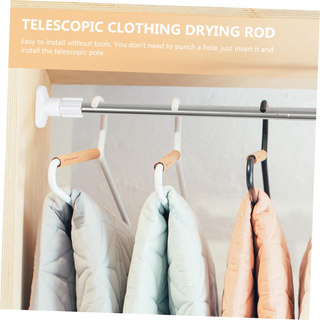 No Drill Telescopic Shower Curtain Rod Easy Install Bathroom Clothes Drying Pole Strong Load Bearing Capacity Smooth Finish for Versatile Use