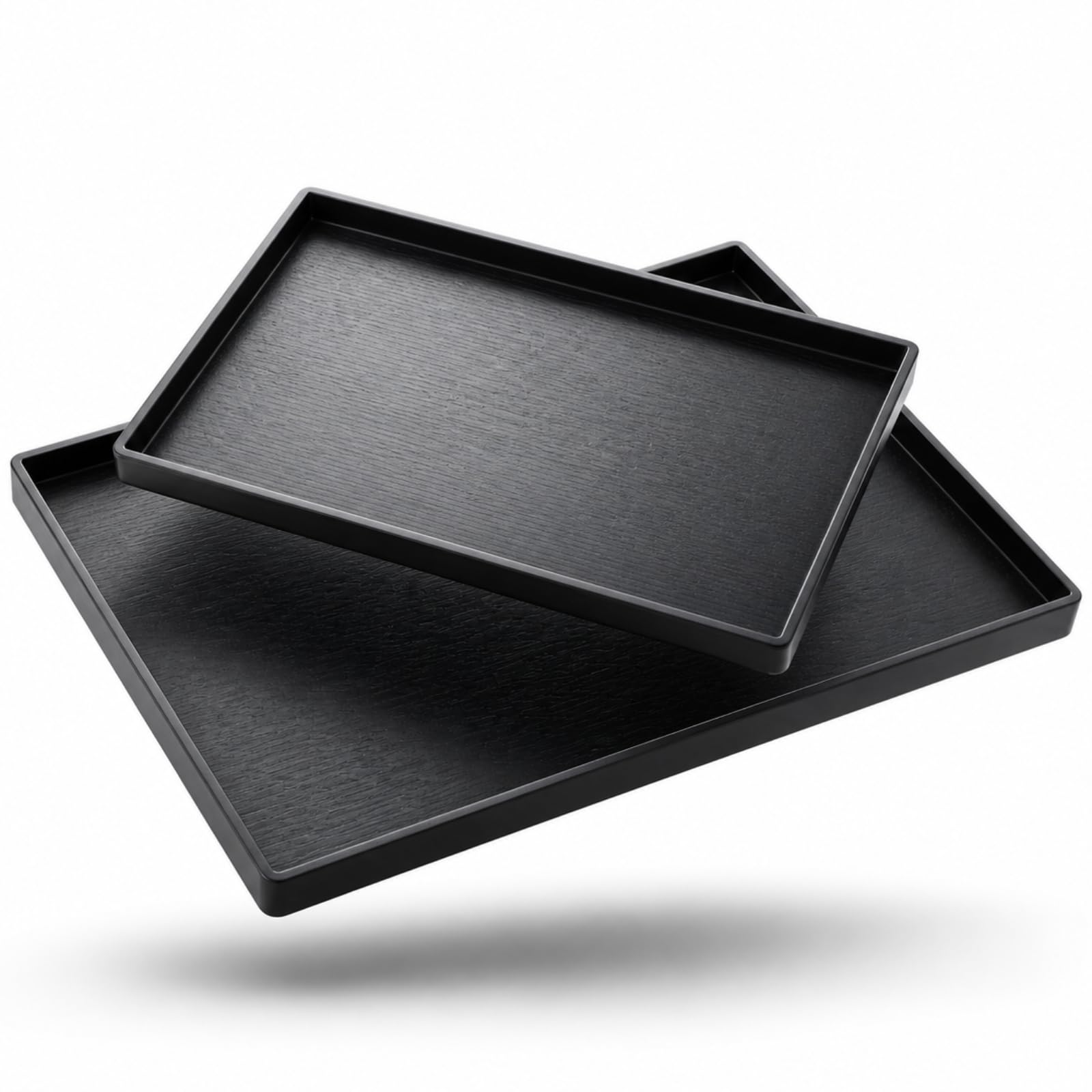 Cedilis 2 Stück Rechteckige Serviertabletts, rutschfest, Mehrzweck-Kunststoff-Cafeteria-Tablett für Couchtisch, Küche, Partys