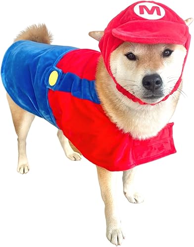 Miniatura 9 de ComfyCamper Disfraz de perro con sombrero y tirantes  Disfraz de Halloween de estrella de laboratorio para cosplay, talla XL, amarillo