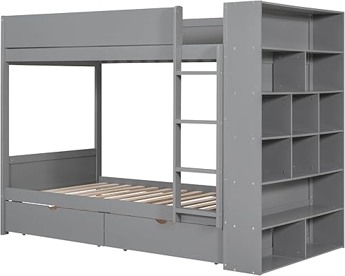 Miniatura 31 de Versatility - Litera individual sobre individual con escritorio y armario integrados, cama alta de madera maciza y plataforma independiente con